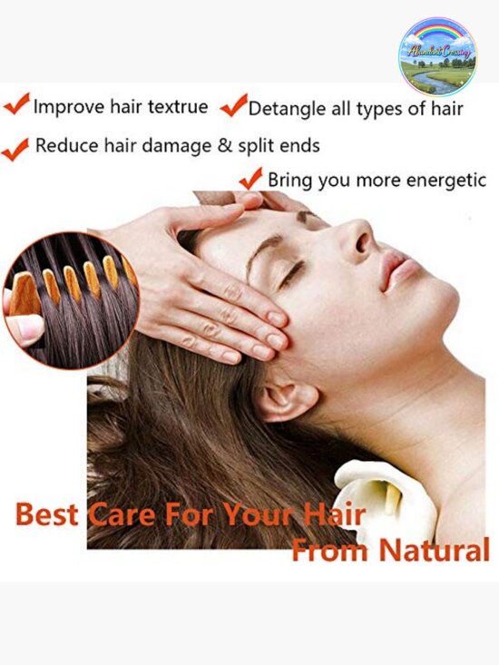 Handmade Sandalwood Fine Tooth Comb, Anti-Static Detangling Hair Comb for